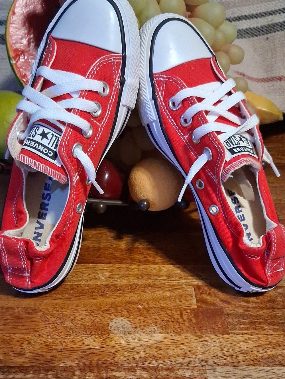 Converse Kids' Red Low Top Canvas Sneakers with White Accents